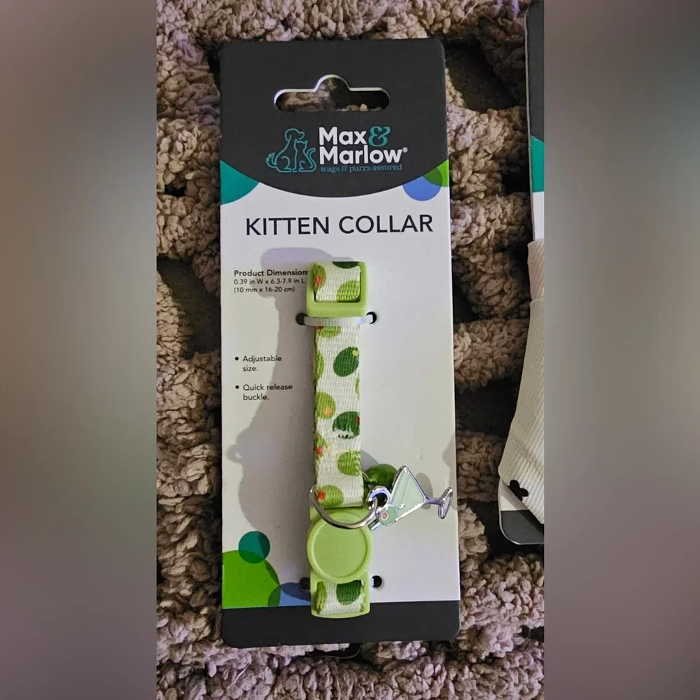 Max & Marlow Olive Martini Kitten Collar & 2pc Bandana Set